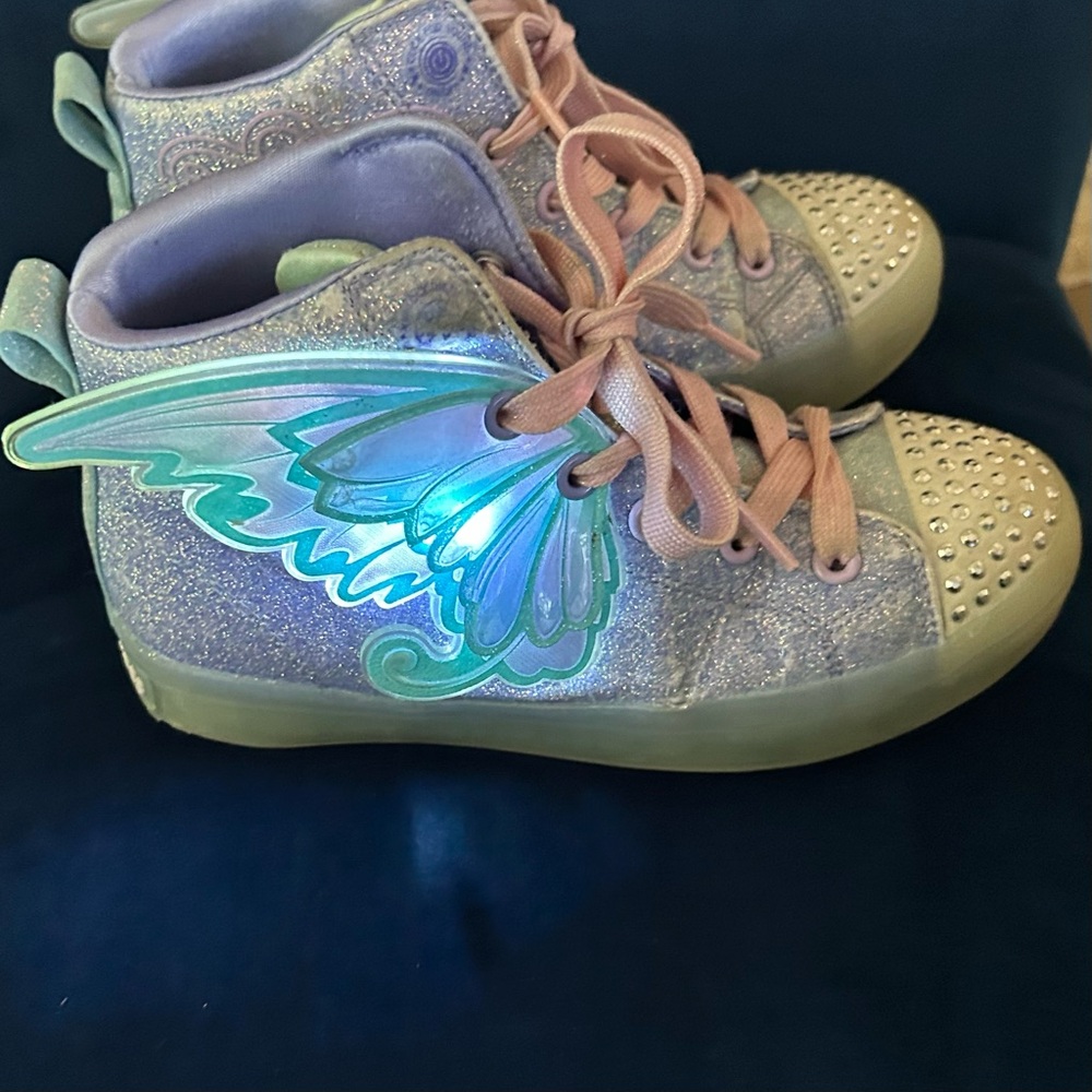 Sparkly Winged High-Top Sneakers